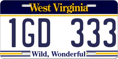 WV license plate 1GD333