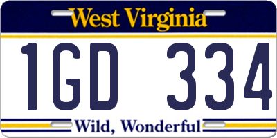 WV license plate 1GD334