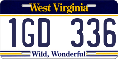 WV license plate 1GD336