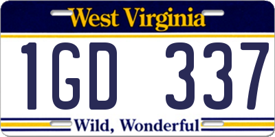 WV license plate 1GD337