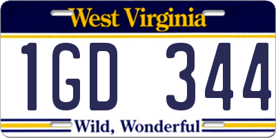 WV license plate 1GD344
