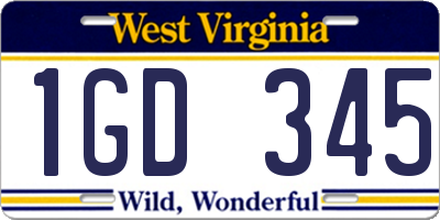 WV license plate 1GD345