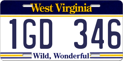 WV license plate 1GD346