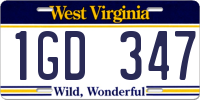 WV license plate 1GD347