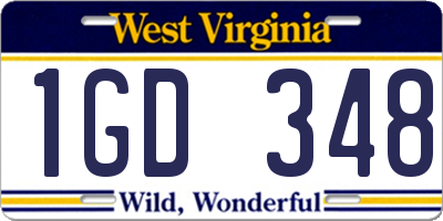WV license plate 1GD348