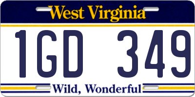 WV license plate 1GD349