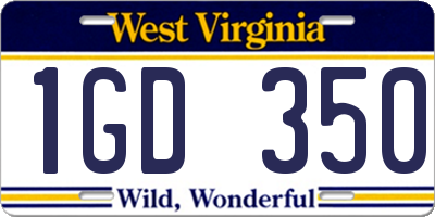 WV license plate 1GD350