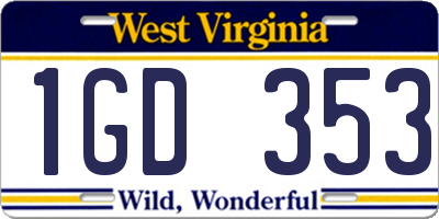 WV license plate 1GD353