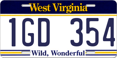 WV license plate 1GD354