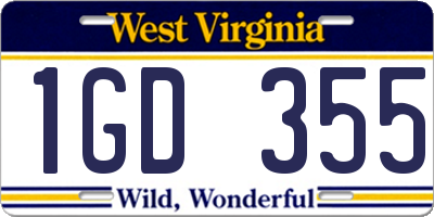WV license plate 1GD355