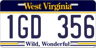 WV license plate 1GD356