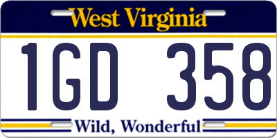WV license plate 1GD358