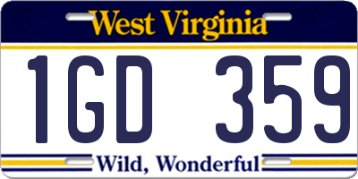 WV license plate 1GD359