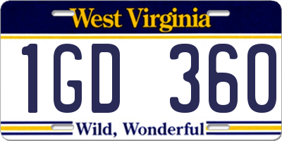 WV license plate 1GD360