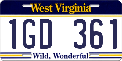 WV license plate 1GD361