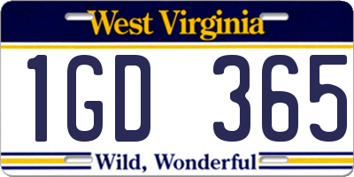 WV license plate 1GD365