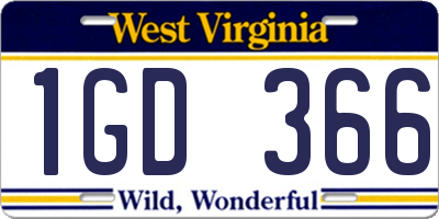 WV license plate 1GD366