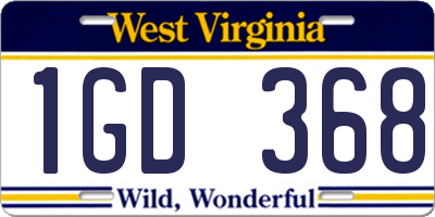 WV license plate 1GD368