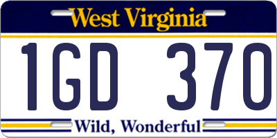 WV license plate 1GD370