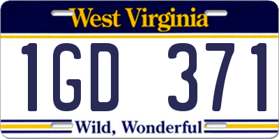 WV license plate 1GD371