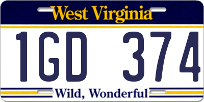 WV license plate 1GD374