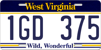 WV license plate 1GD375