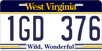 WV license plate 1GD376