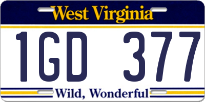 WV license plate 1GD377