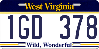 WV license plate 1GD378