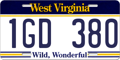 WV license plate 1GD380