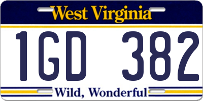 WV license plate 1GD382