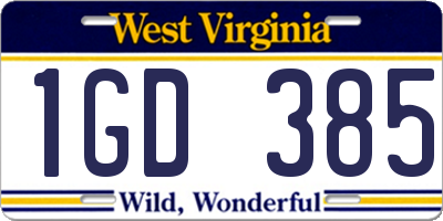 WV license plate 1GD385