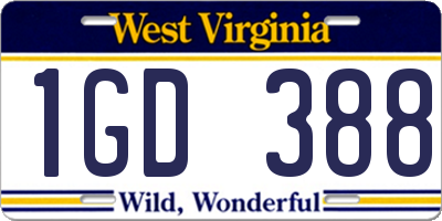 WV license plate 1GD388