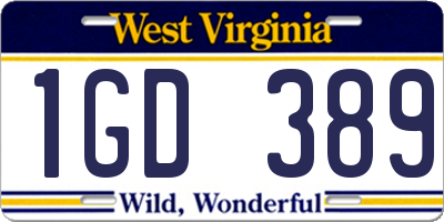 WV license plate 1GD389