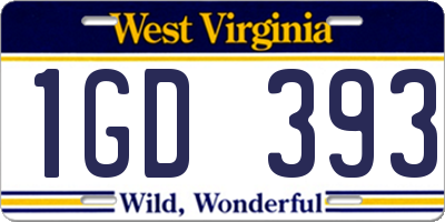 WV license plate 1GD393