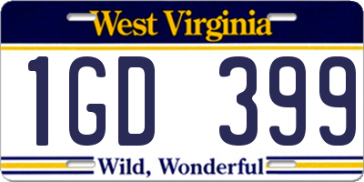 WV license plate 1GD399