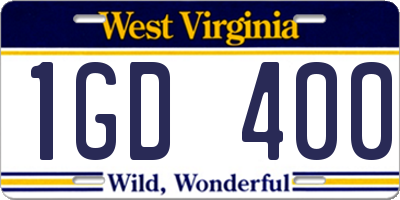 WV license plate 1GD400