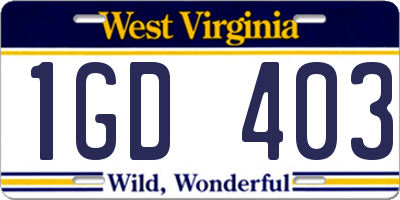 WV license plate 1GD403