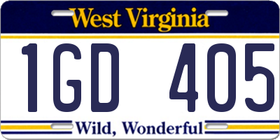 WV license plate 1GD405