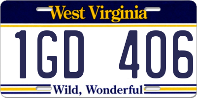 WV license plate 1GD406