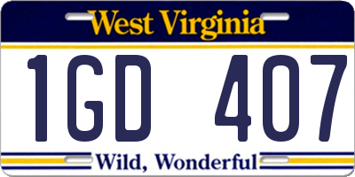 WV license plate 1GD407
