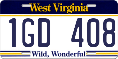 WV license plate 1GD408