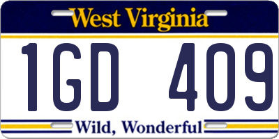 WV license plate 1GD409