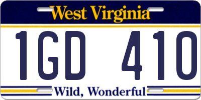 WV license plate 1GD410