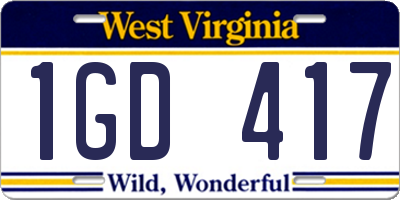 WV license plate 1GD417