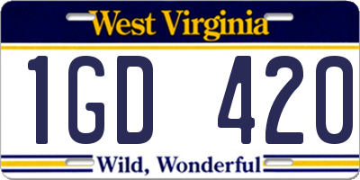 WV license plate 1GD420