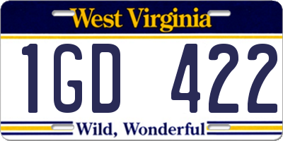 WV license plate 1GD422