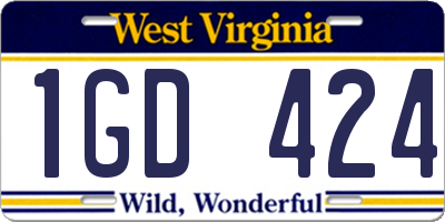 WV license plate 1GD424