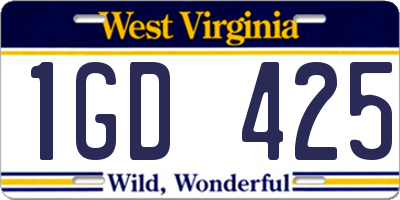 WV license plate 1GD425