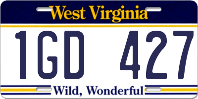 WV license plate 1GD427